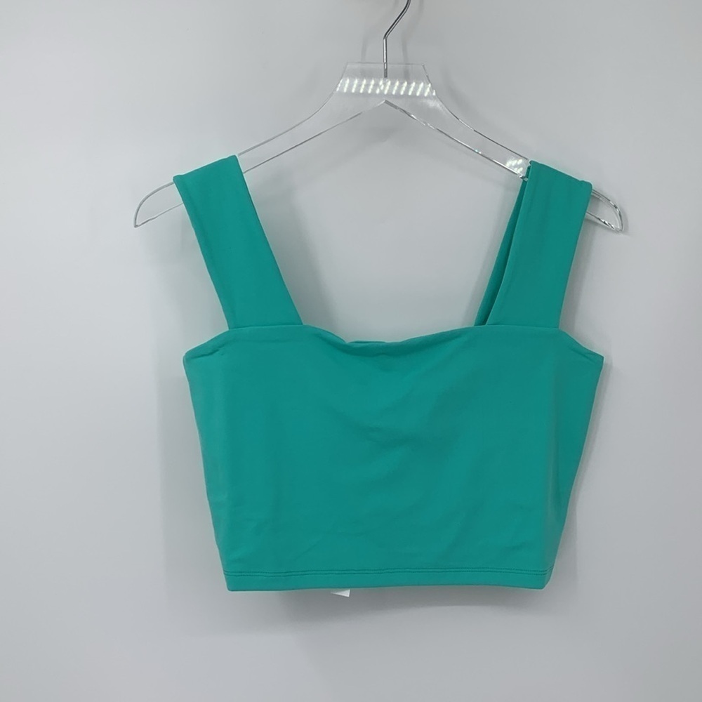 Susana Monaco wide strap crop top tank shirt Tulum Green jersey knit new XL